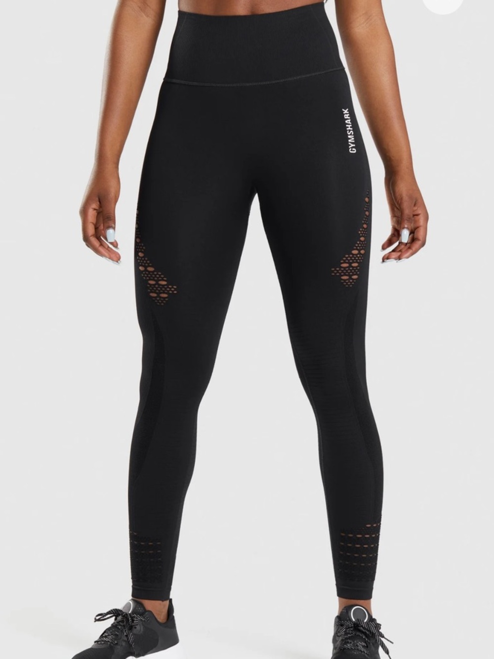 Gymshark Black Energy + Seamless High-Rise Laser-Cut Leggings